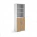 Duo combination unit with open top 2140mm high with 5 shelves - white with kendal oak lower doors R2140OPD-WHKO