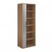 Universal single door tambour cupboard 2140mm high with 5 shelves - beech with silver door R2140TCB