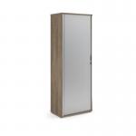 Universal single door tambour cupboard 2140mm high with 5 shelves - Nebraska Oak with silver door R2140TCNO