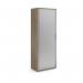 Universal single door tambour cupboard 2140mm high with 5 shelves - Nebraska Oak with silver door R2140TCNO