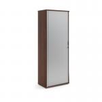 Universal single door tambour cupboard 2140mm high with 5 shelves - Walnut with silver door R2140TCW