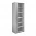 Universal single door tambour cupboard 2140mm high with 5 shelves - white with silver door R2140TCWH