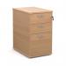 Desk high 3 drawer pedestal with silver handles 600mm deep - beech R25DH6B