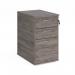 Desk high 3 drawer pedestal with silver handles 600mm deep - grey oak R25DH6GO