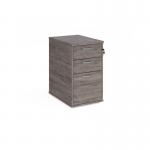 Desk high 3 drawer pedestal with silver handles 600mm deep - grey oak R25DH6GO