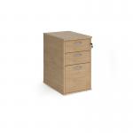 Desk high 3 drawer pedestal with silver handles 600mm deep - Kendal Oak R25DH6KO