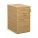 Desk high 3 drawer pedestal with silver handles 600mm deep - oak R25DH6O