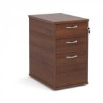 Desk high 3 drawer pedestal with silver handles 600mm deep - walnut R25DH6W