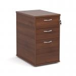 Desk high 3 drawer pedestal with silver handles 600mm deep - walnut R25DH6W