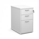 Desk high 3 drawer pedestal with silver handles 600mm deep - white R25DH6WH