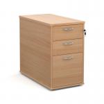 Desk high 3 drawer pedestal with silver handles 800mm deep - beech R25DH8B