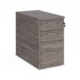Desk high 3 drawer pedestal with silver handles 800mm deep - grey oak R25DH8GO