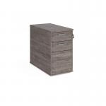 Desk high 3 drawer pedestal with silver handles 800mm deep - grey oak R25DH8GO