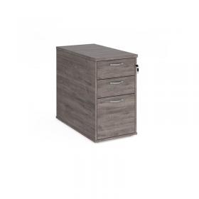 Desk high 3 drawer pedestal with silver handles 800mm deep - grey oak R25DH8GO