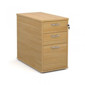 Desk high 3 drawer pedestal with silver handles 800mm deep - oak R25DH8O