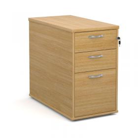 Desk high 3 drawer pedestal with silver handles 800mm deep - oak R25DH8O