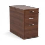 Desk high 3 drawer pedestal with silver handles 800mm deep - walnut R25DH8W