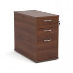 Desk high 3 drawer pedestal with silver handles 800mm deep - walnut R25DH8W