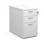 Desk high 3 drawer pedestal with silver handles 800mm deep - white R25DH8WH