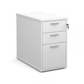 Desk high 3 drawer pedestal with silver handles 800mm deep - white R25DH8WH