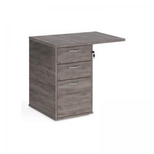 Desk high 3 drawer pedestal 600mm deep with 800mm flyover top - grey