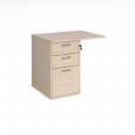 Desk high 3 drawer pedestal 600mm deep with 800mm flyover top - maple