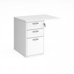 Desk high 3 drawer pedestal 600mm deep with 800mm flyover top - white R25EP8WH