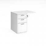 Desk high 3 drawer pedestal 600mm deep with 800mm flyover top - white R25EP8WH