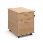 Mobile 2 drawer pedestal with silver handles 600mm deep - beech R2MB