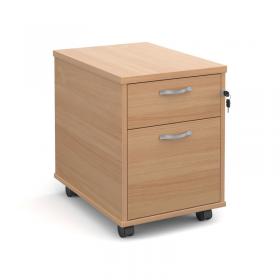 Mobile 2 drawer pedestal with silver handles 600mm deep - beech R2MB