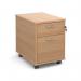 Mobile 2 drawer pedestal with silver handles 600mm deep - beech R2MB