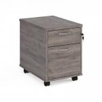 Mobile 2 drawer pedestal with silver handles 600mm deep - grey oak R2MGO