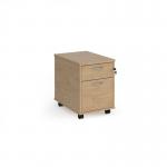Mobile 2 drawer pedestal with silver handles 600mm deep - Kendal Oak R2MKO