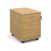 Mobile 2 drawer pedestal with silver handles 600mm deep - oak R2MO