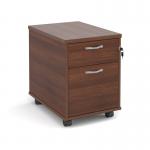 Mobile 2 drawer pedestal with silver handles 600mm deep - walnut R2MW