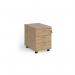 Mobile 3 drawer pedestal with silver handles 600mm deep - Kendal Oak R3MKO