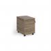 Mobile 3 drawer pedestal with silver handles 600mm deep - Nebraska Oak R3MNO