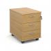 Mobile 3 drawer pedestal with silver handles 600mm deep - oak R3MO