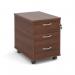 Mobile 3 drawer pedestal with silver handles 600mm deep - walnut R3MW