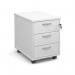 Mobile 3 drawer pedestal with silver handles 600mm deep - white R3MWH