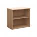 The photograph shows a sleek and modern bookcase featuring a rich beech color. It stands at 740mm tall and has one shelf, making it the perfect choice for organizing books and displaying decorative items. With its low design, it is perfect for saving space in any room.