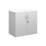 Duo double door cupboard 740mm high with 1 shelf - white R740DD-WH