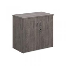 Universal double door cupboard 740mm high with 1 shelf - grey oak R740DGO