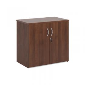 Universal double door cupboard 740mm high with 1 shelf - walnut R740DW