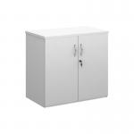 Universal double door cupboard 740mm high with 1 shelf - white R740DWH