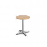 Roma circular dining table with 4 leg chrome base 600mm - beech RDC600-B