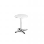 Roma circular dining table with 4 leg chrome base 600mm - white RDC600-WH