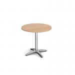 Roma circular dining table with 4 leg chrome base 800mm - beech RDC800-B