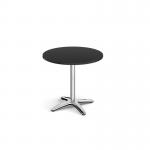 Roma circular dining table with 4 leg chrome base 800mm - Black RDC800-BK