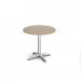 Roma circular dining table with 4 leg chrome base 800mm - barcelona walnut RDC800-BW